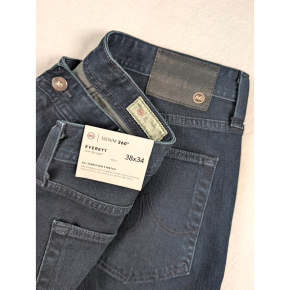 AG Adriano Goldschmied Everett Slim Straight Jeans Men 38x34 Dark Wash Denim 360 - Picture 1 of 11